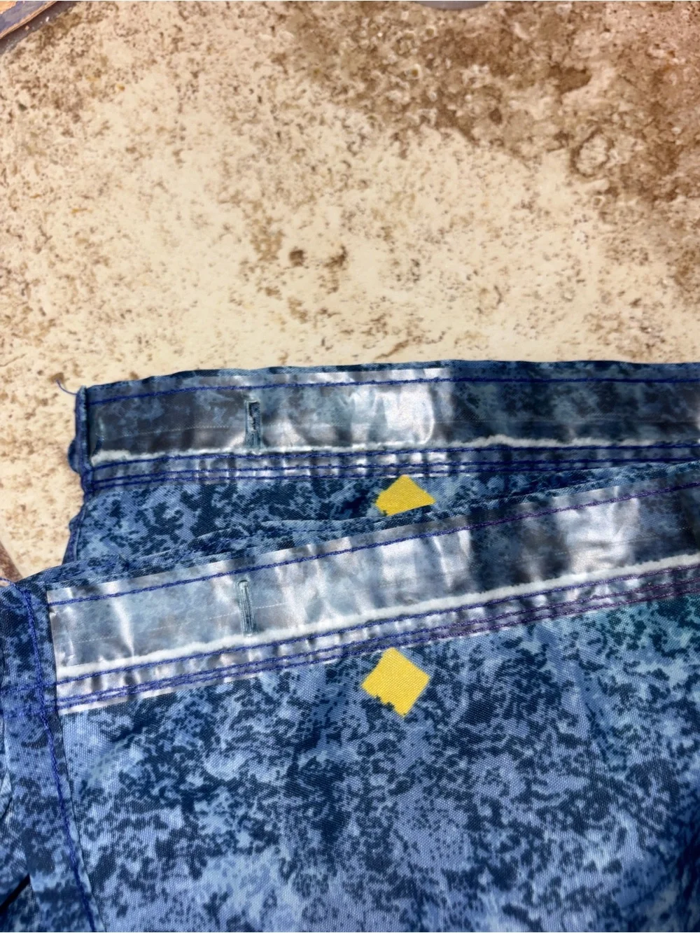 Excell Fabric Shower Bath Curtain Y2K Celestial Blue Gold Diamond *No side ties*